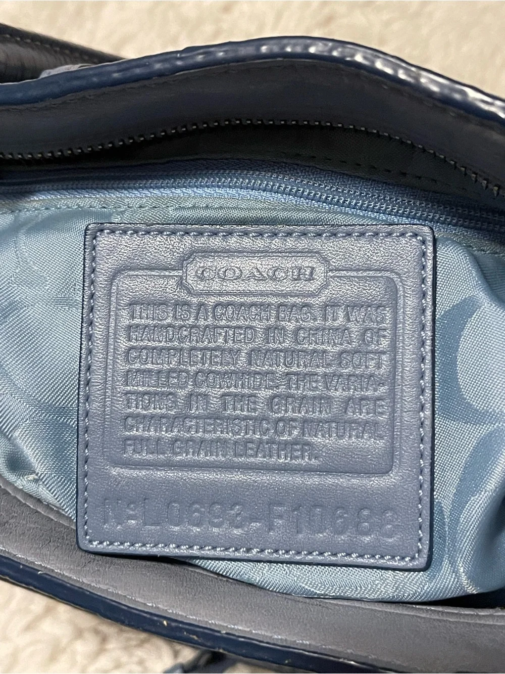Vtg Y2K Coach Hamptons Light Blue Leather Satchel Toggle Clasp Tote Bag F10688